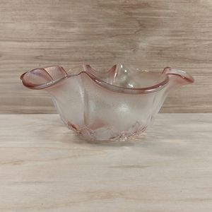 Mikasa Walther Rosella Pink Roses Frosted Glass Fruit Salad Bowl